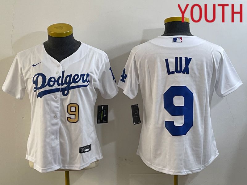 Youth Los Angeles Dodgers #9 Lux White Game 2024 Nike MLB Jersey style 2